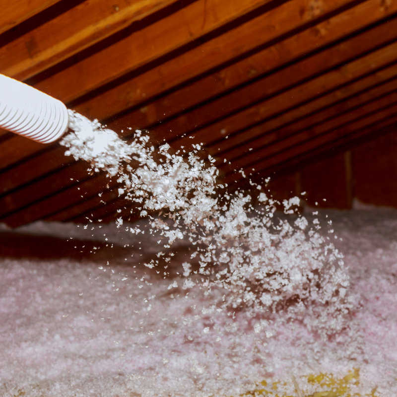 spray foam insulation being sprayed into an attic
