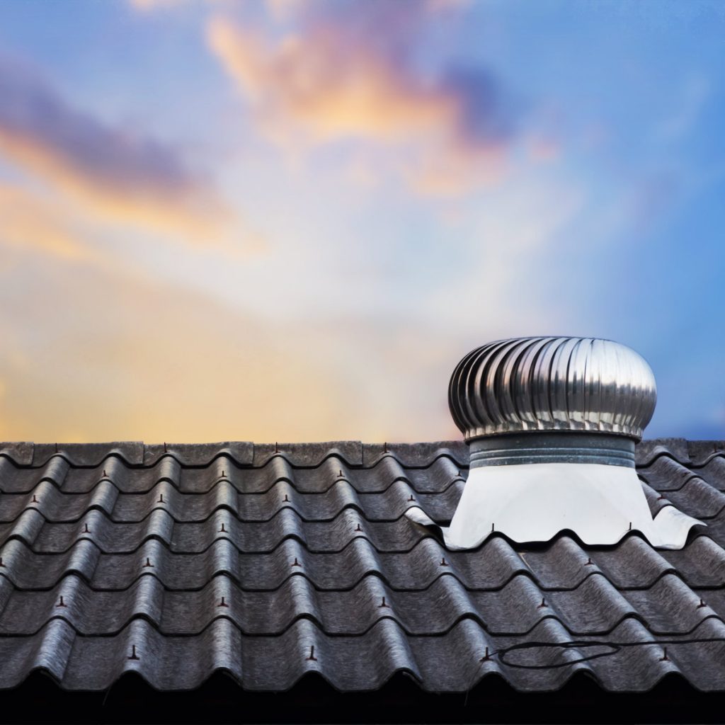 Attic vent on top of a roof